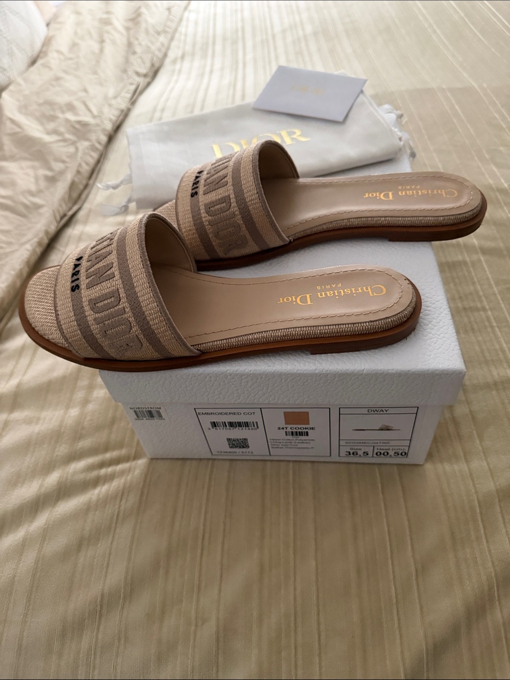 Dior Limited edition Summer Canvas Slide Mules with 'Christian Dior Paris' Band - Picture 4 of 9